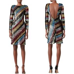 Alcoolique Allover Sequin Payton Dress Striped Bodycon Size 42 (US 6)